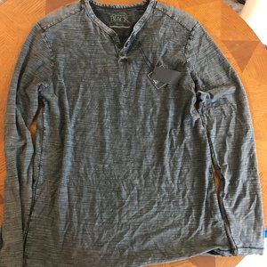 NWT Buckle Black henley l/s acid wash charcoal M